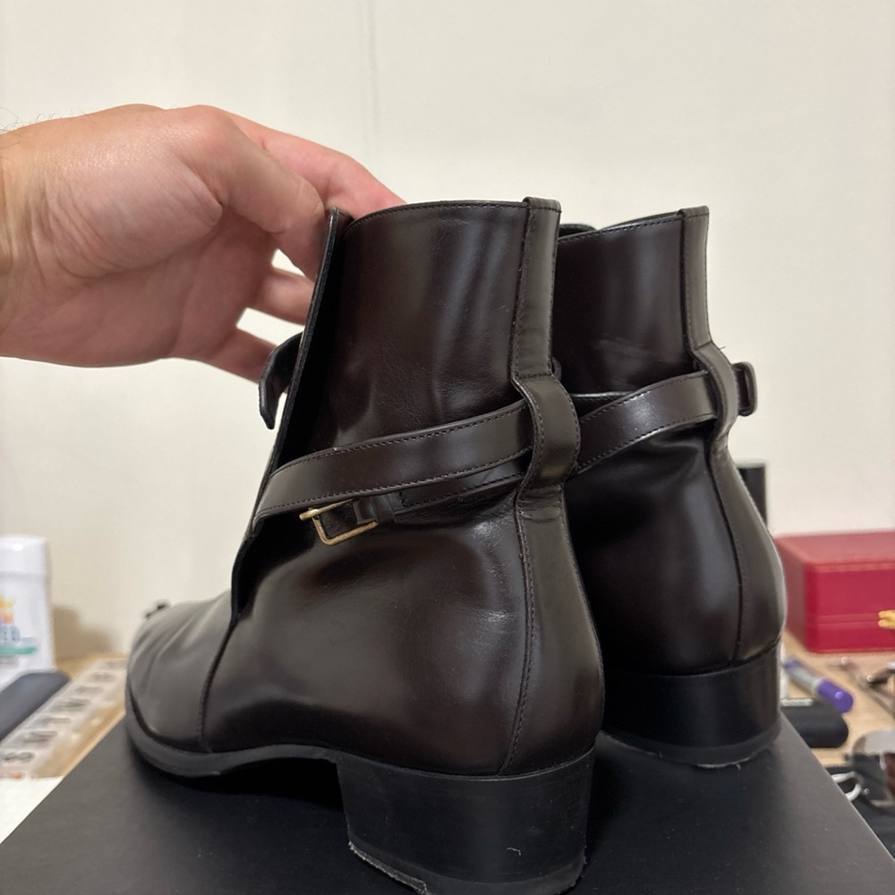Saint Laurent Dark Brown Leather Men's Boots